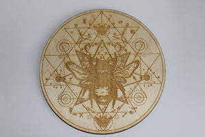 6" Birch Wood Engraved Crystal Grids