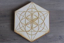 Load image into Gallery viewer, 6&quot; Birch Wood Engraved Crystal Grids