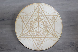 6" Birch Wood Engraved Crystal Grids