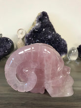 Load image into Gallery viewer, Rose Quartz Skull with Ram Horns
