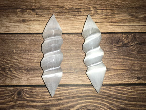 Selenite Double Pointed Spiral Wands
