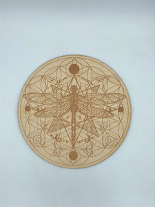 10" Birch Wood Engraved Crystal Grids